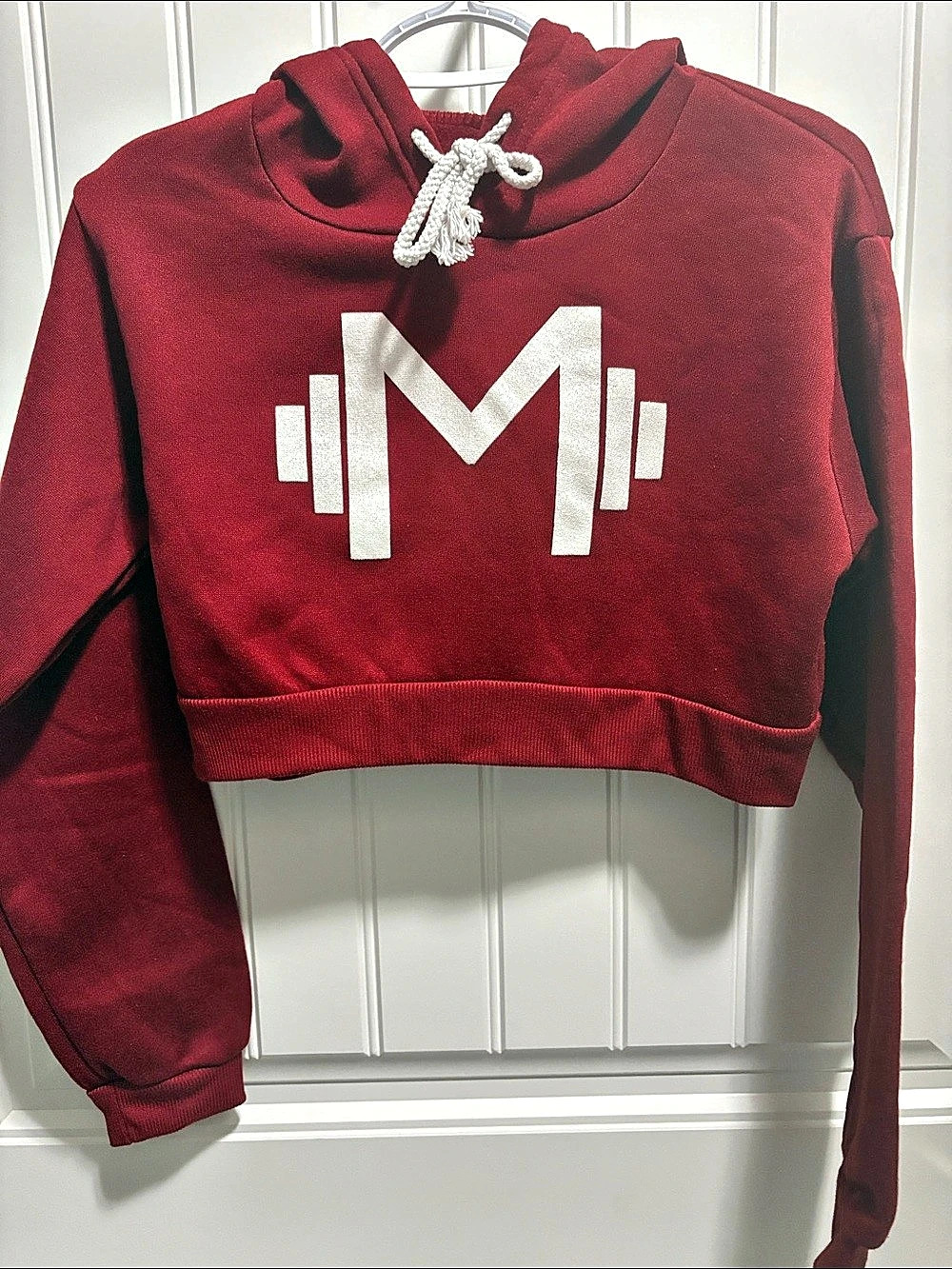 Red Cropped Graphic Hoodie Pullover XL Gym Fitness